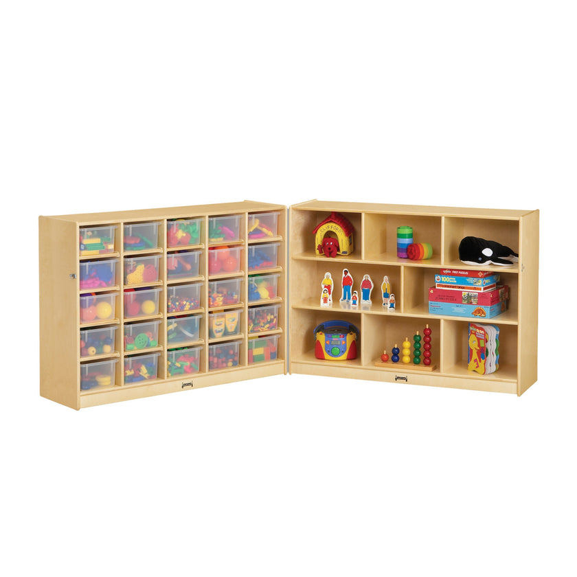 25 Cubbie-Tray Mobile Fold-n-Lock - with Clear Trays